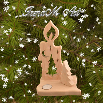 Ръчно изработени изделия от дърво Коледа и Нова година  Ръчно изработен Сувенир  Елха - свещник